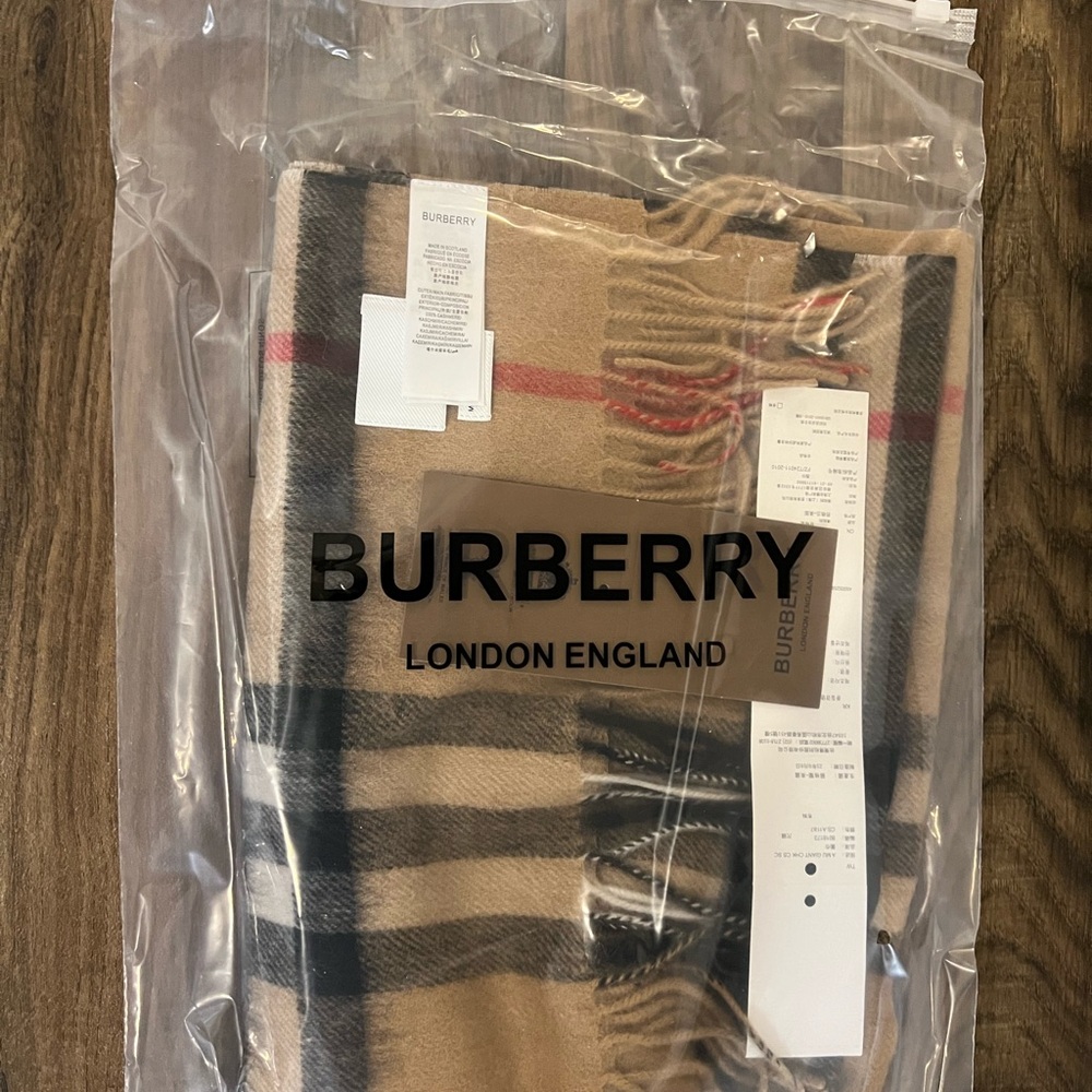 Burberry London tan & brown cashmere scarf